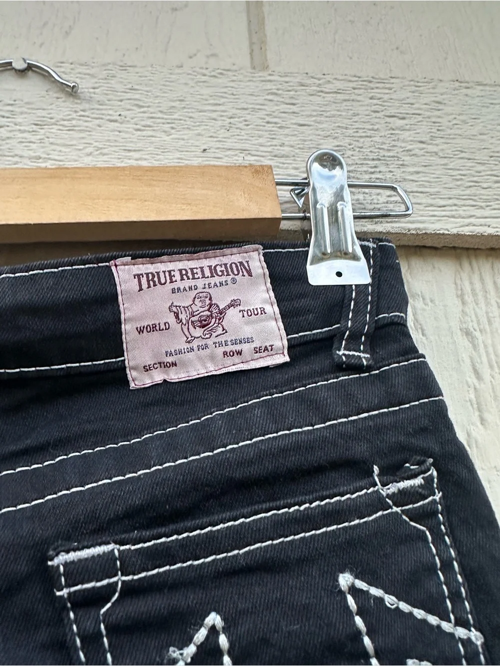True Religion Black Shorts with White Stitching kids Boys Size M (5/6)